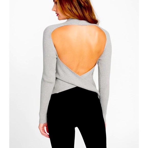 LONG sleeve - Backless Sweater - Gray - Picture 1 of 4